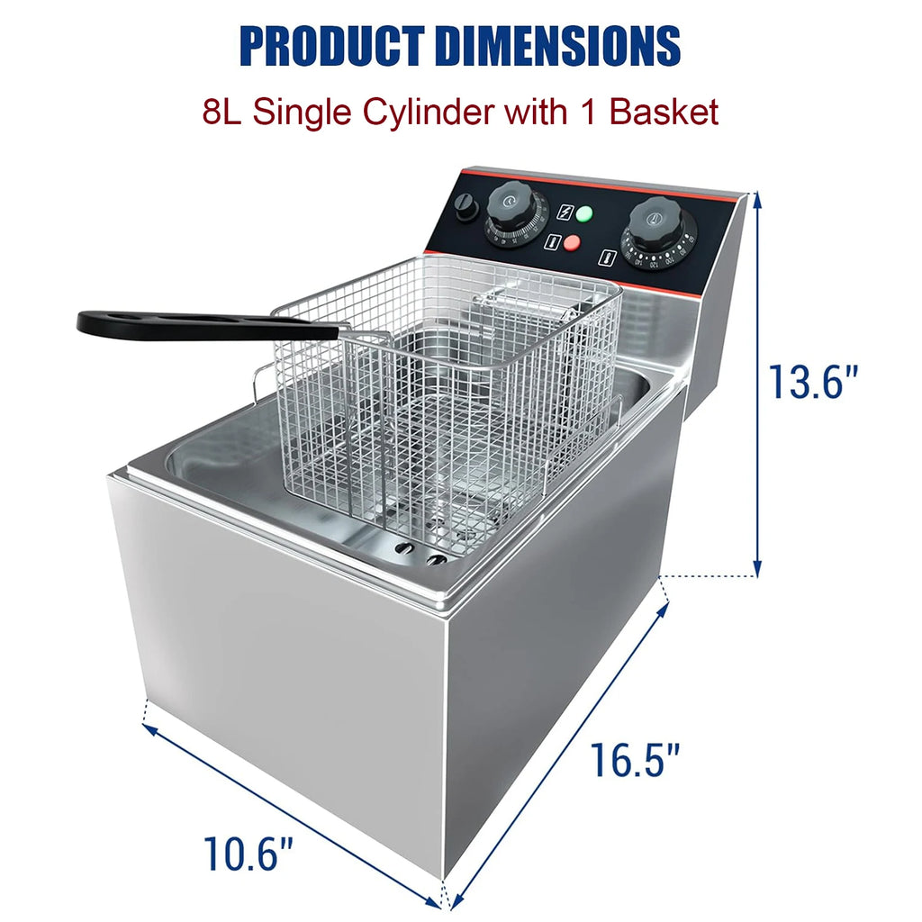 Commercial Electric Deep Fryer with Baskets – Stainless Steel Adjustable Temperature for Home & Restaurant