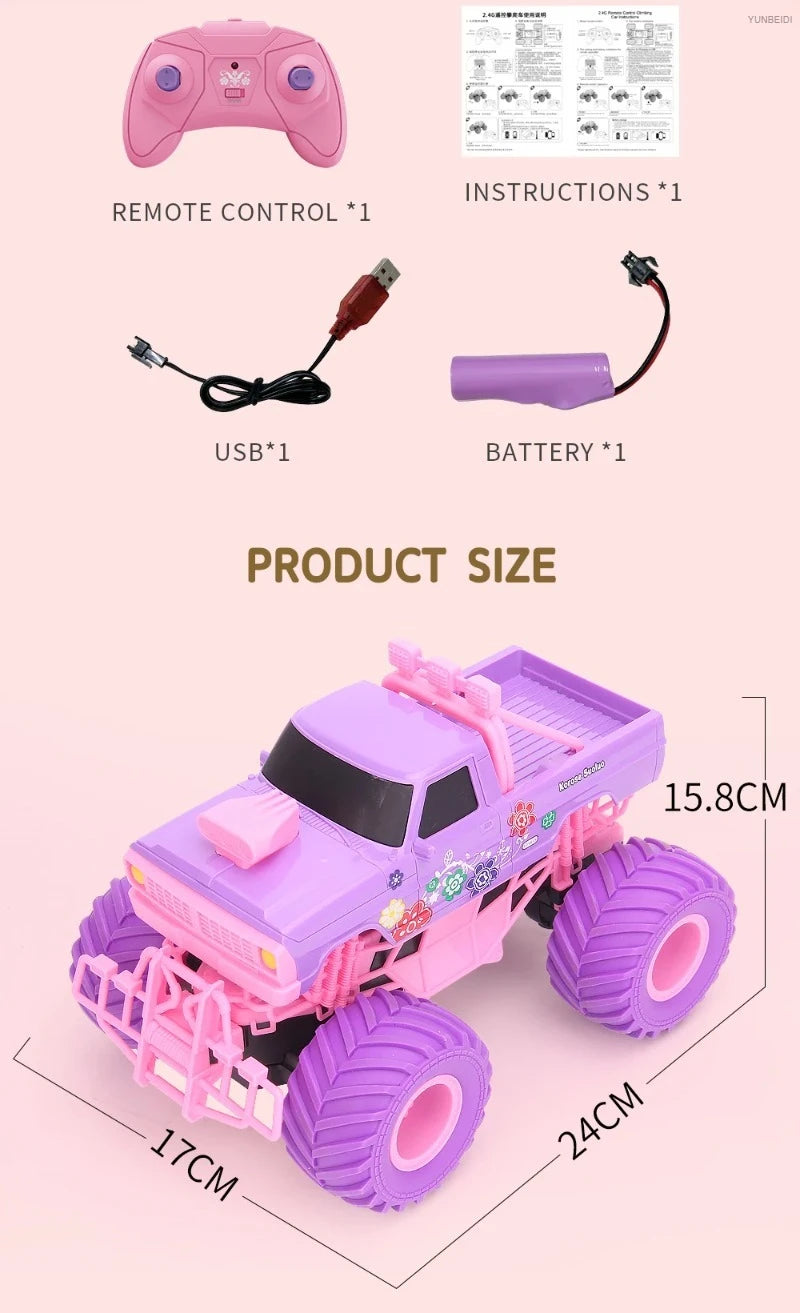 1:16 Pink Remote Control Car 2.4G_Hz Spray Music Light DIY Sticker Racing Car 1:18 Climbing Off-road Toy Car Kids Festival Gifts