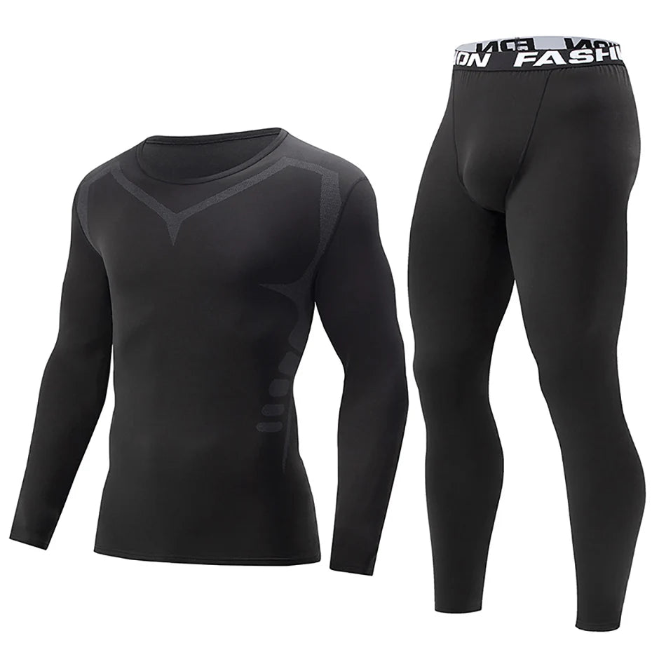 Men's Warm Long Sleeve Top & Pants Set – Tight Fitness Running Yoga Athlete Sport Suit