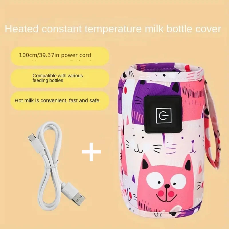 USB Portable Baby Bottle Warmer with Insulated Bag – Travel Nursing Bottle Heater for Stroller, 0–36 Months