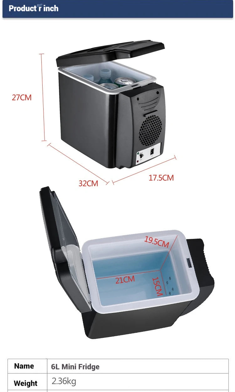 6L & 8L Small Car Refrigerator — 12V/24V Portable Fridge for Home & Camping, Cool & Frozen Drinks for Car & Truck