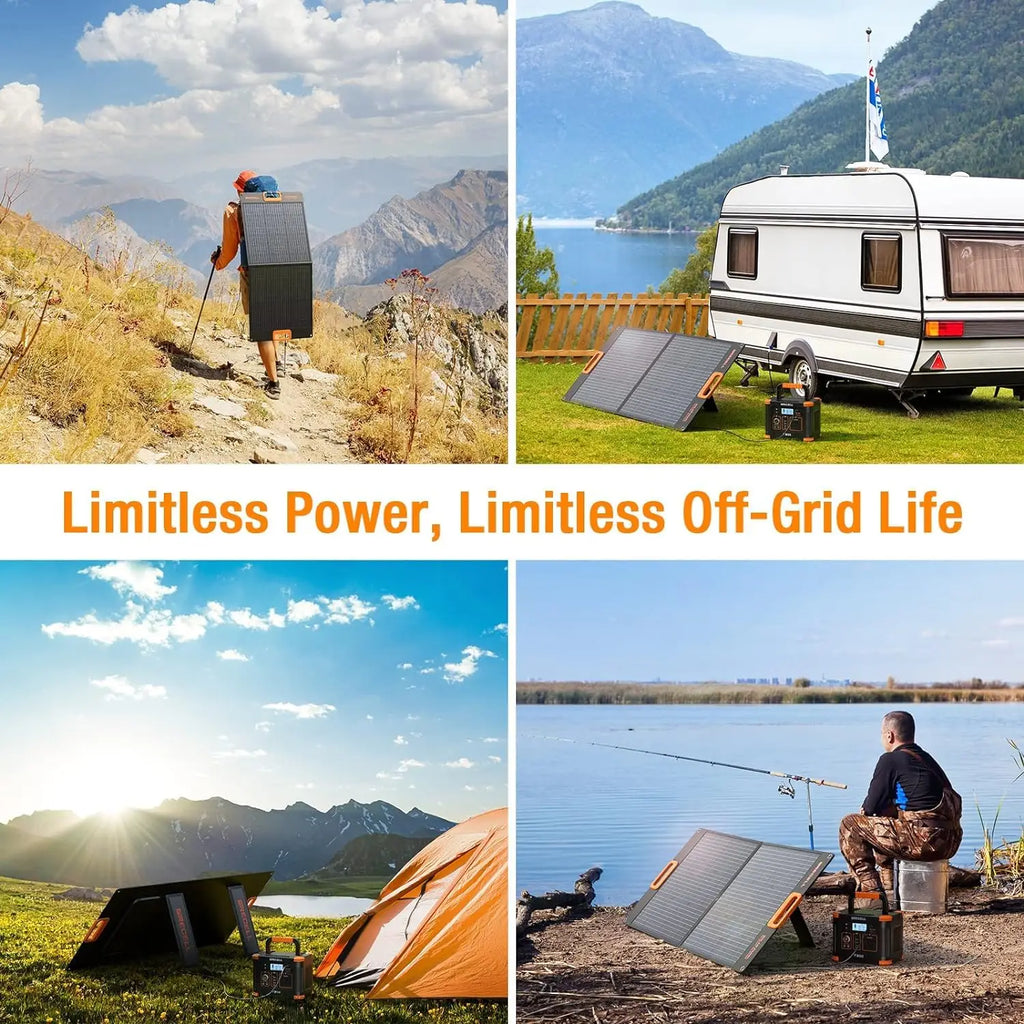 500W Portable Power Station with 100W Solar Panel 20V, Solar Generator 500W AC Outlet, Portable Solar Panel MC-4, Customized