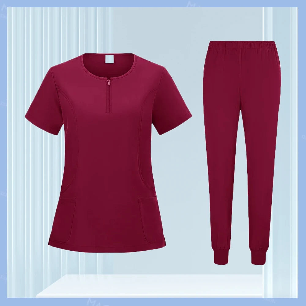 Medical Scrubs Set for Women & Men – Short Sleeve Stretch Scrub Uniform