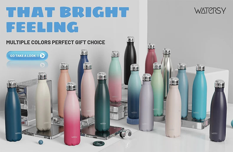 WATERSY 500ml Insulated Vacuum Flask – 304 Stainless Steel Double-Wall Thermal Water Bottle, 12–24hr, 18 Colors