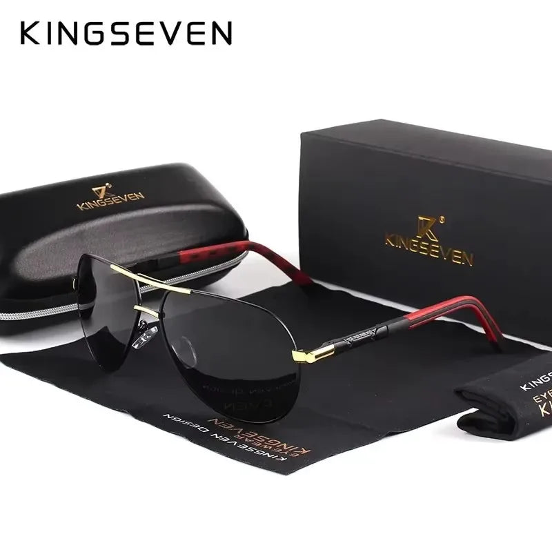 KINGSEVEN Men's Vintage Aluminum Polarized Sunglasses | Coating Lens Driving Eyewear for Men & Women