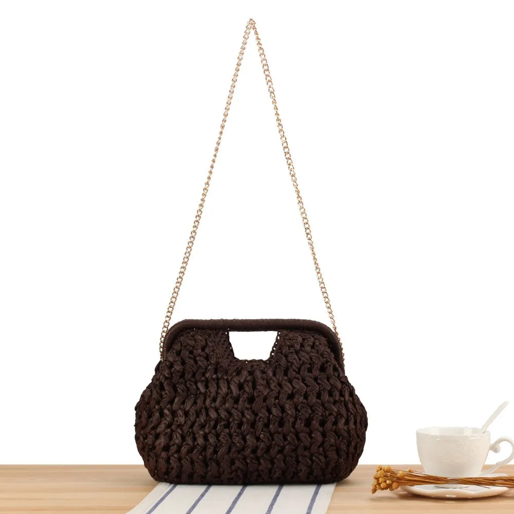 Elegant Woven Straw Clutch Bag – Large Capacity Beach Wallet Travel Handbag for Women
