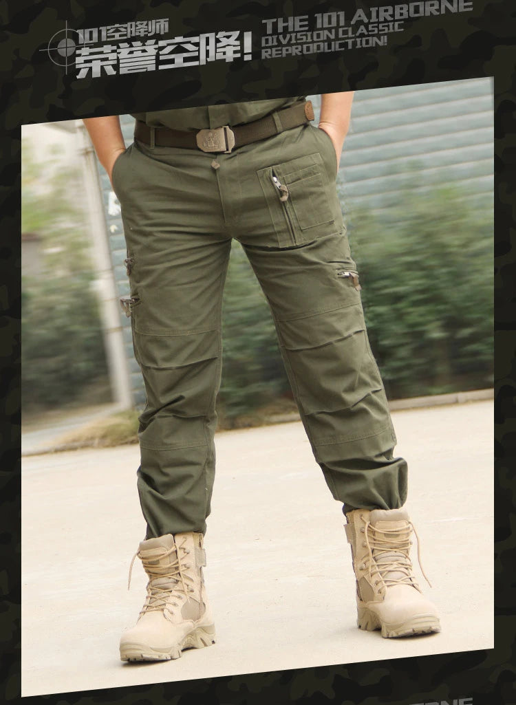 Men's Tactical Cargo Pants — Multi-Pocket Cotton Camouflage Outdoor Work Trousers