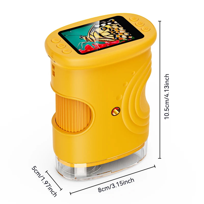 1000X Handheld Digital Microscope for Kids — 2" HD Screen, Rechargeable, Portable STEM Gift
