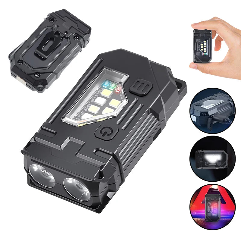 550 Lumen EDC USB-C Flashlight – COB Side Light, Red & Blue Modes, Pen Clip Outdoor Torch