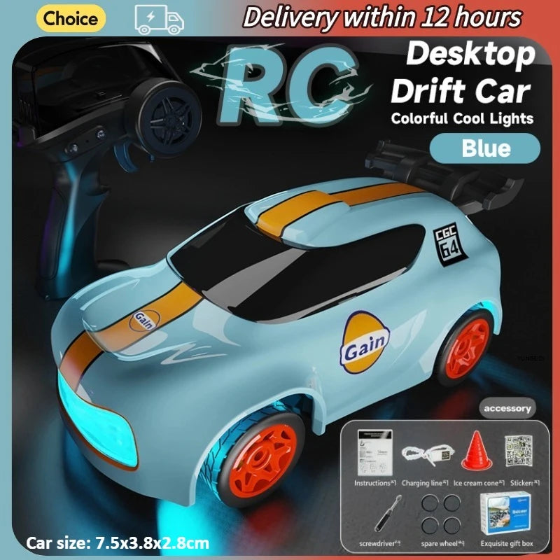 1/64 Scale Mini 4WD RC Drift Racing Car – Type-C Rechargeable Desktop Racer