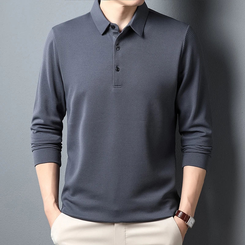 Men's Business Casual Long Sleeve Polo Shirt — Smart Everyday Polo
