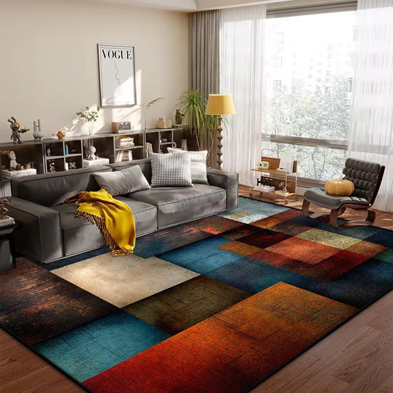 Geometric Abstract Large Area Rug – Non-Slip Custom Floor Mat for Living Room & Bedroom, 15 Colors & 15 Sizes