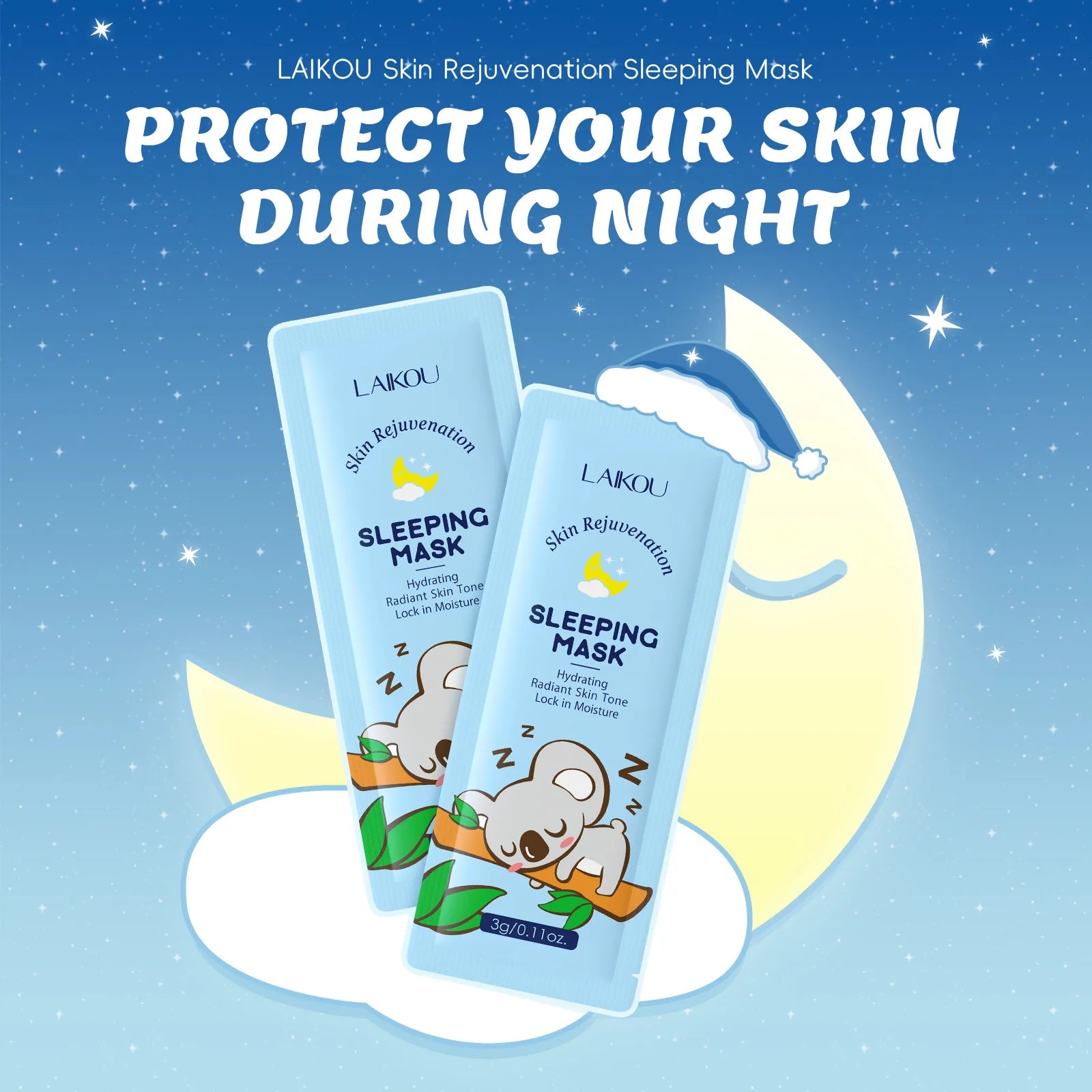 LAIKOU 7-Piece Sleeping Face Mask Set — Snail & Matcha