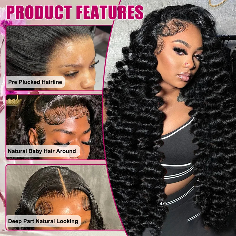 30–40 Inch Loose Deep Wave Lace Front Wig | 13x4 13x6 5x5 HD Lace 250 Density Brazilian Human Hair