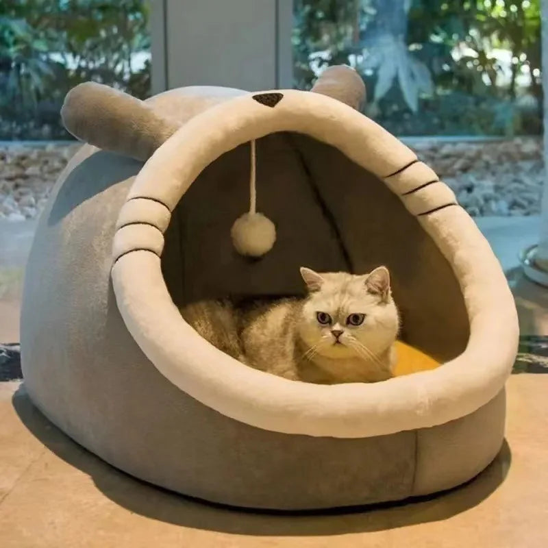 Self-Warming Foldable Pet Tent Cave Bed