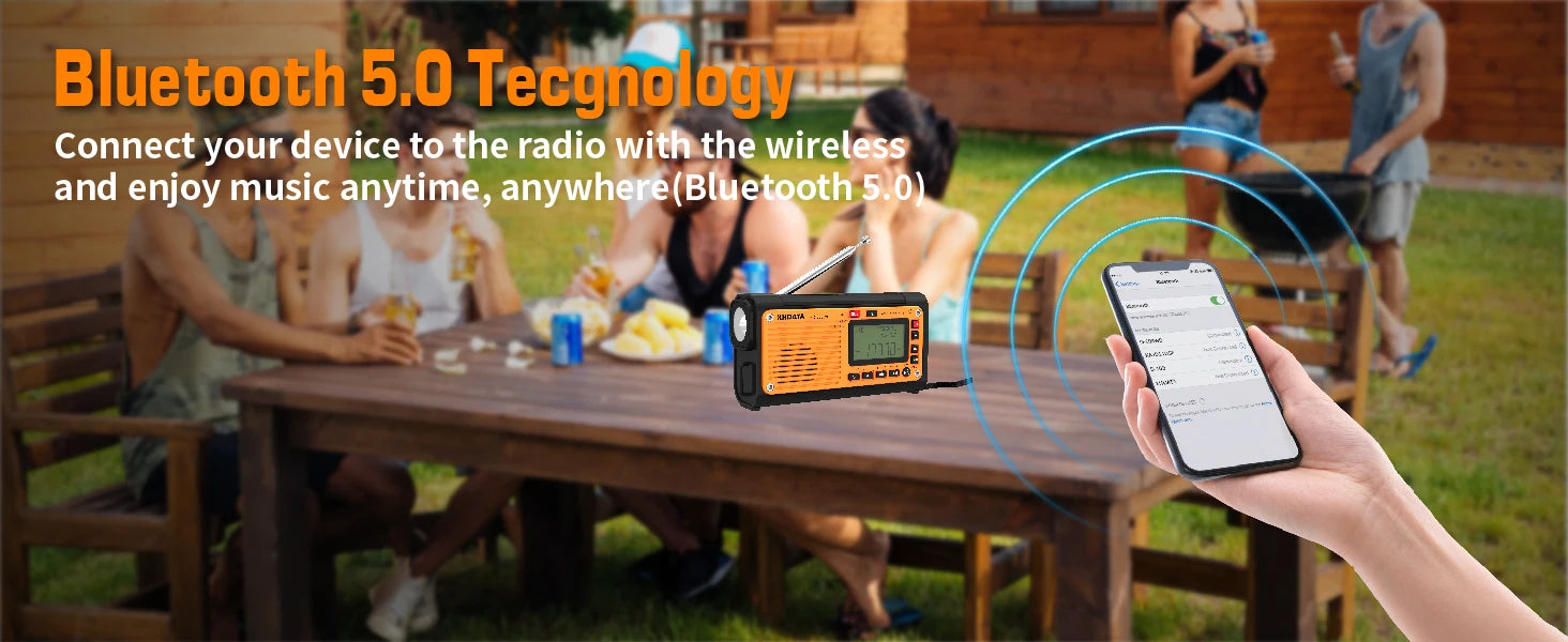 XHDATA D-608WB Emergency Crank Weather Radio — NOAA, Solar & Hand Crank Powered