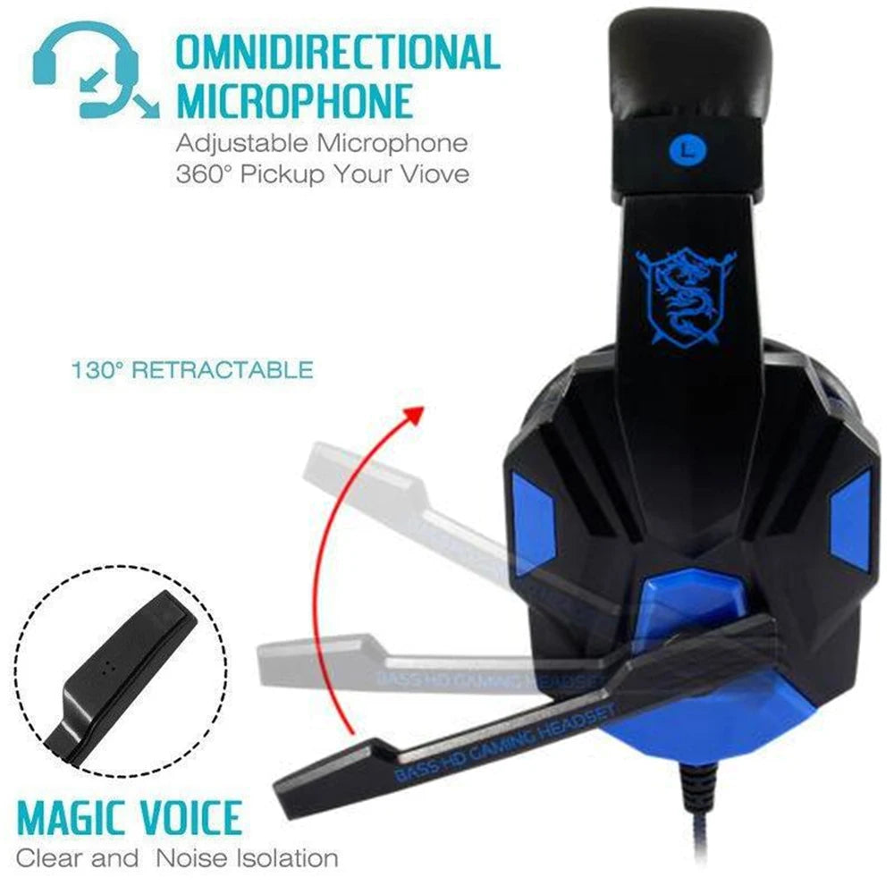 Wired Gaming Headset with Noise-Cancelling Mic — 120° Adjustable for PS4, PS5, Xbox, PC & Smartphone