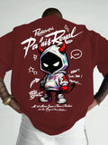 Men's Devil Letter Print T-Shirt — Breathable Round Neck Street Top