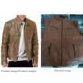 Men's Faux Leather Biker Jacket – Stand Collar Zip Front