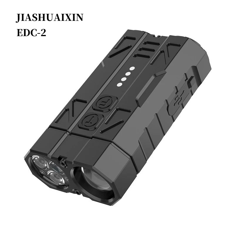 EDC Aluminum Alloy Multi-Function Flashlight – Dual Switch & Power Display