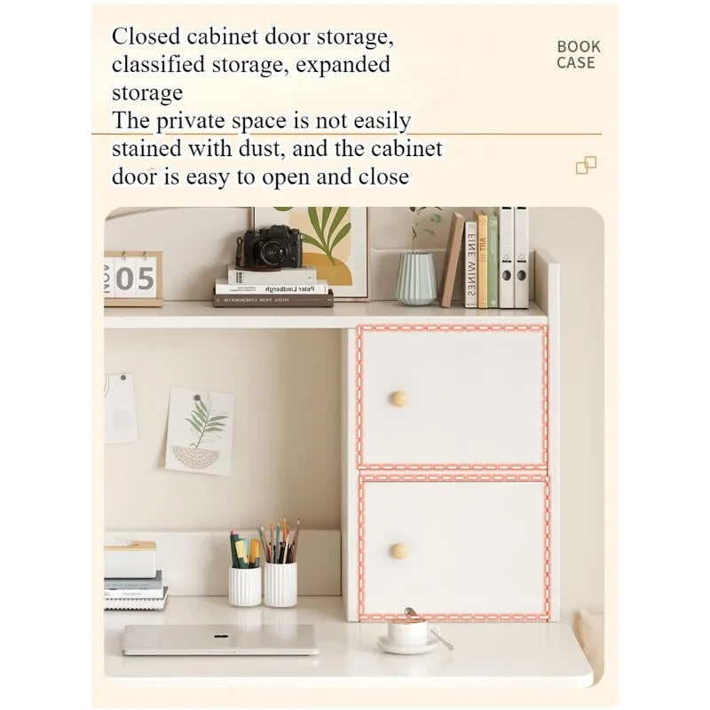 Home Desk with Integrated Bookcase — Student Study Table, Bedroom Dresser & Computer Desk with Storage