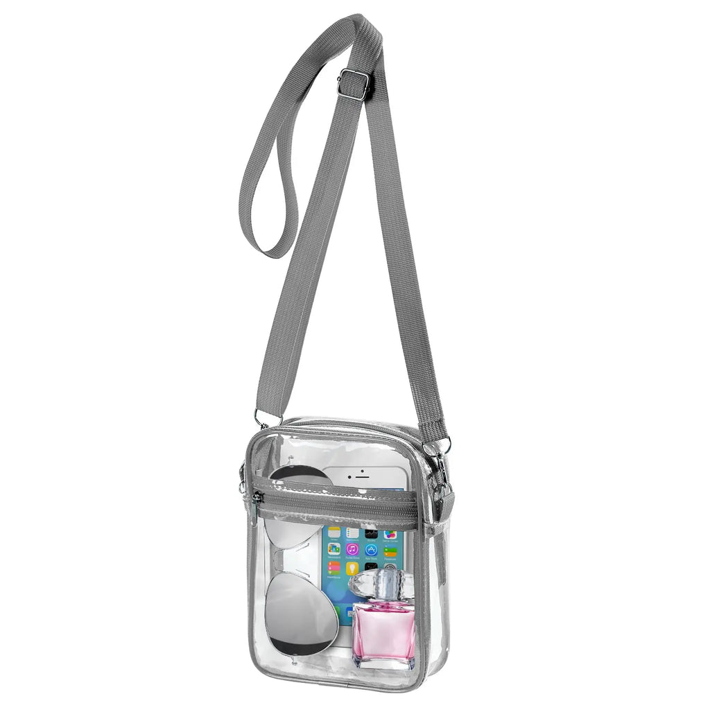 Women's Clear Stadium Crossbody Bag – PVC Transparent Shoulder Purse with Front Pocket