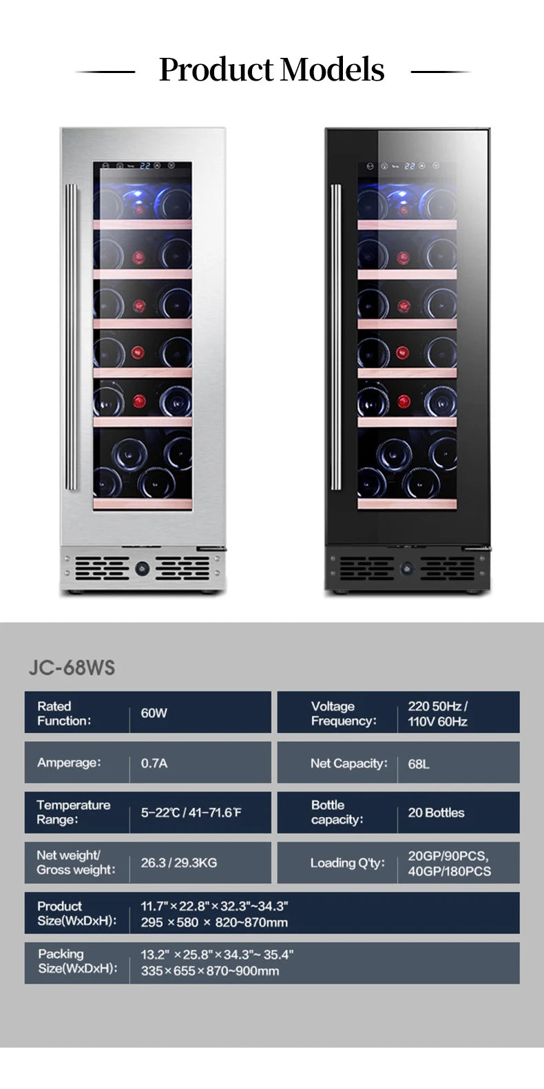 165-Bottle Dual-Zone Large Wine Cooler — 508L Freestanding Compressor Wine Fridge with Beech Wood Shelves & Touch Control for Home, Hotel & Commercial Use