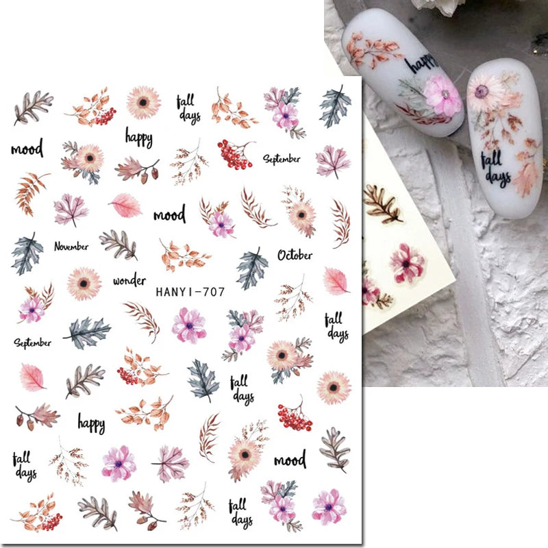 3D Summer Tropical Nail Art Sticker Decals — Palms, Butterflies & Flowers