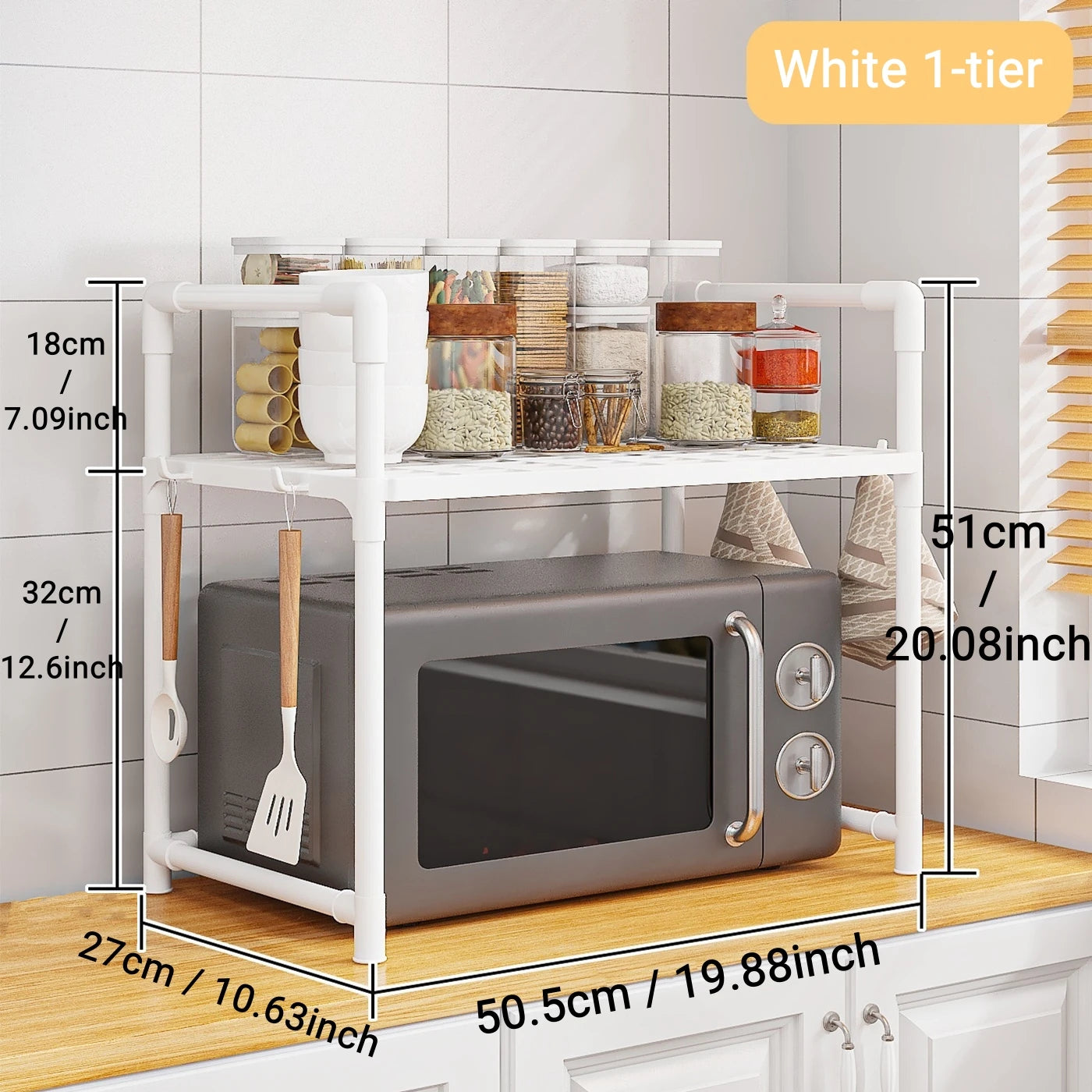 Metal Countertop Microwave & Kitchen Storage Rack — 2 & 3-Layer Utensil & Tableware Organizer