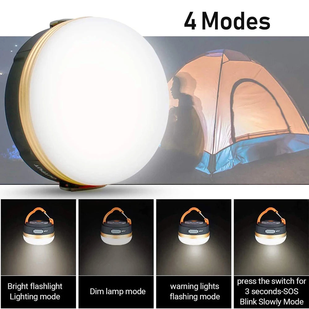 10W USB Rechargeable Camping Lantern – 1200mAh Portable Hanging Tent Light for Hiking & Outdoor Use