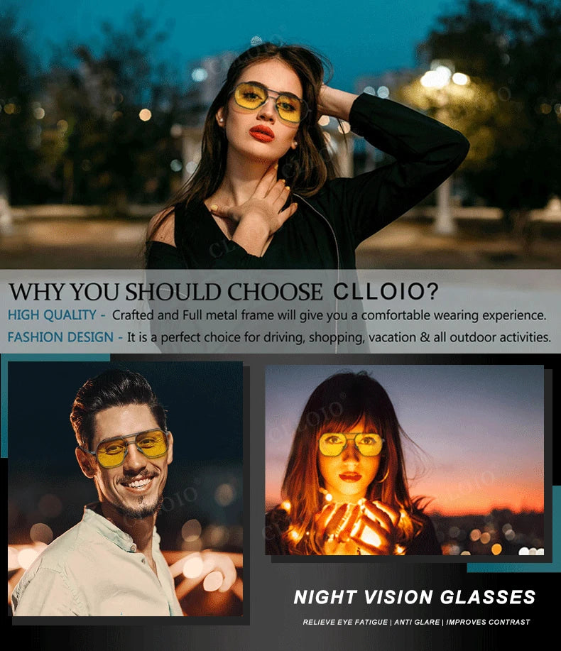 CLLOIO Anti-Glare Day & Night Vision Sunglasses | Polarized Photochromic UV400 Driving Glasses