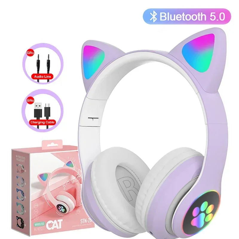 Cat Ears Bluetooth Headphones — Stereo Gaming Headset with Mic