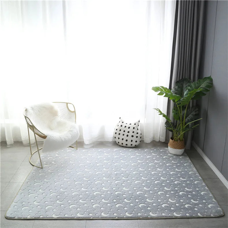 Rainbow Unicorn Glow in the Dark Area Rug – Large Kids Room Carpet with Stars