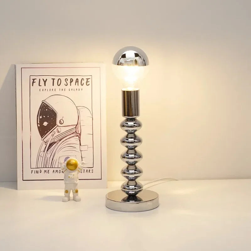 Bauhaus Table Lamp – Chrome & Warm LED Lighting