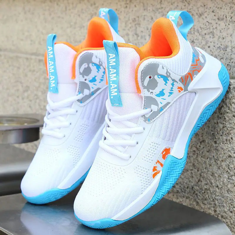 Men's High-Top Basketball Shoes – Cushioned Breathable Sports Sneakers