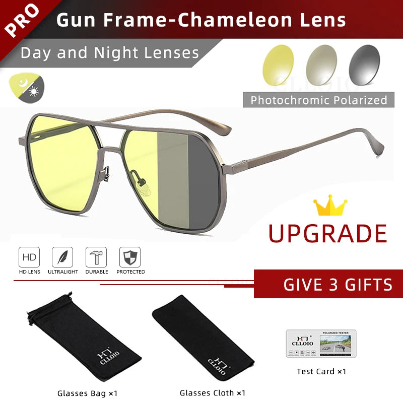 CLLOIO Anti-Glare Day & Night Vision Sunglasses | Polarized Photochromic UV400 Driving Glasses
