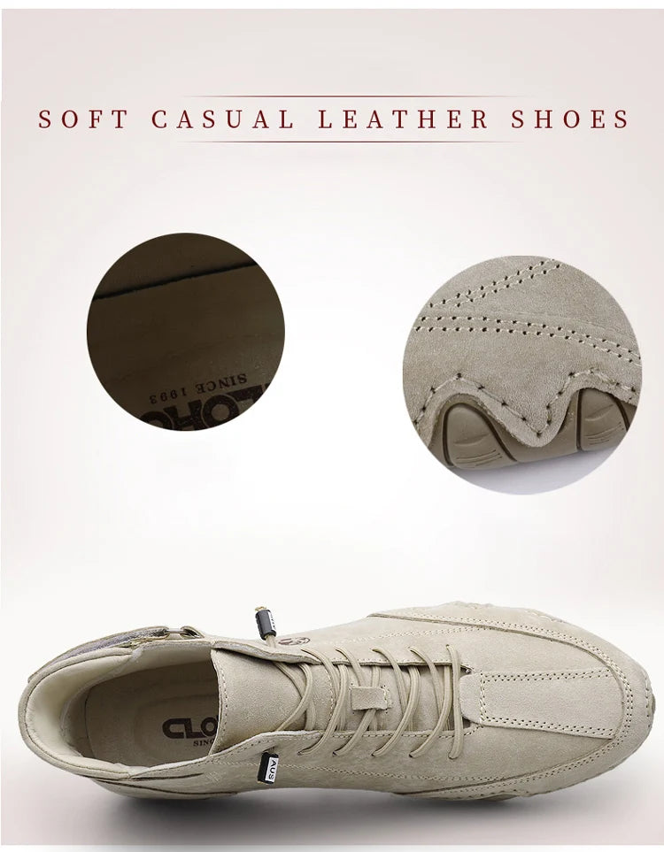 Men's Genuine Leather Lace-Up Ankle Boots