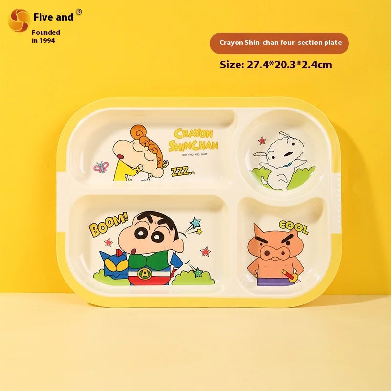 Crayon Cartoon Children's Bowl Set — Soup Bowl & Divided Plate