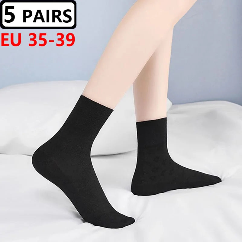 Plus Size Diabetic Loose Mouth Socks Size 48–50 – 5 Pairs Non-Binding Varicose Vein Socks for Older Men & Diabetes Patients