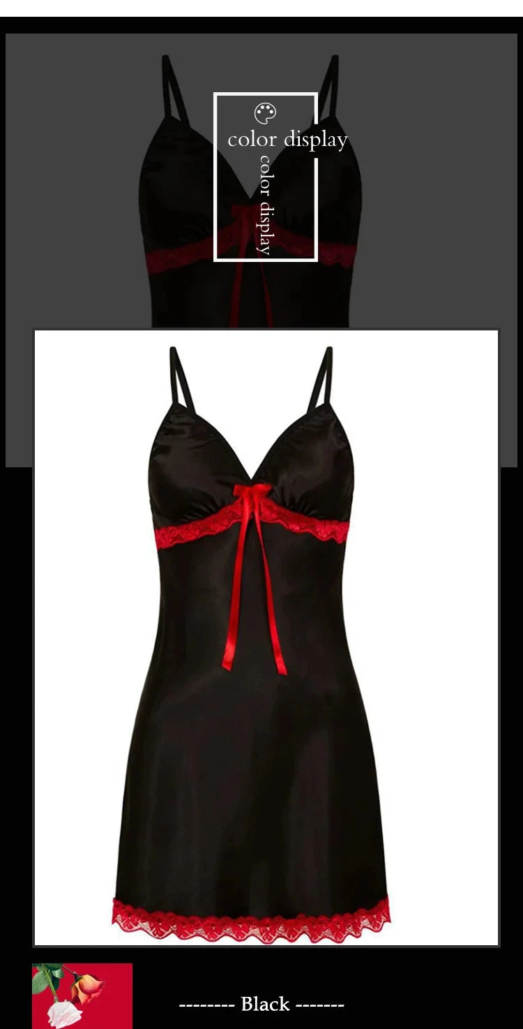 Women's Lace Suspender Nightgown | Sleeveless V-Neck Pajama Dress Multi-Color