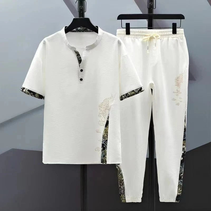 Men's Cotton Shirt & Trousers 2-Piece Set – High Quality Summer Fashion Suit M–4XL