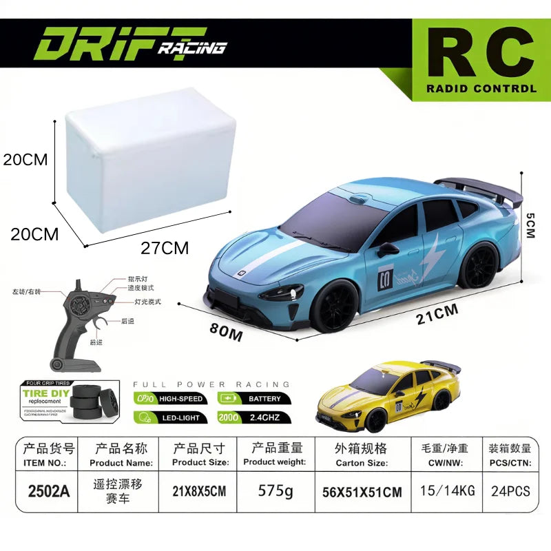 1:24 Scale RC Drift Racing Car – GT3 RS / Porsche 911 / SU7 High Speed Remote Control Models