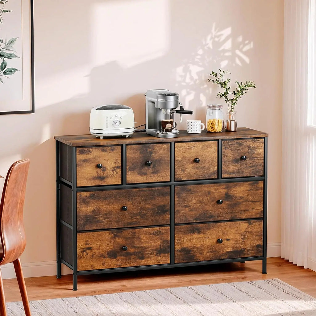 8-Drawer Fabric Dresser with Metal Frame — Storage Cabinet