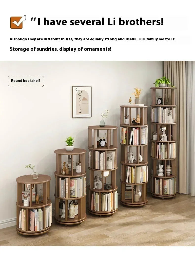Vintage Rotating Bookcase – Compact Wooden Miniature House Display Shelf