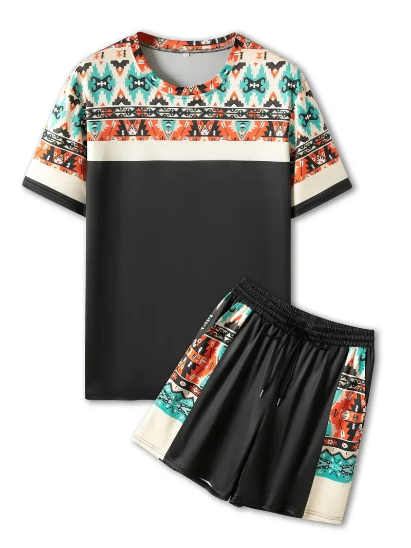 Men's Plaid Print Polo Shirt & Drawstring Shorts Summer Set – 3D Style 2-Piece