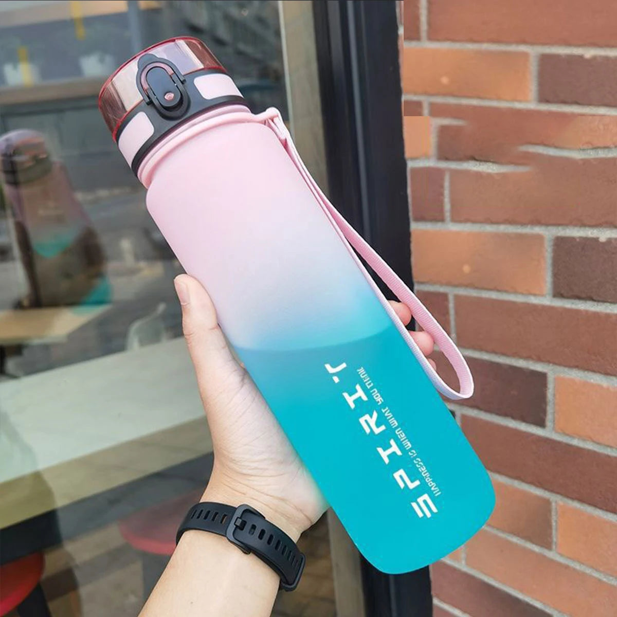 WIFEFUN Gradient Water Bottle 600ml/750ml/1000ml – BPA-Free PC, One-Button Flip Lid, Leakproof, Outdoor & Gym
