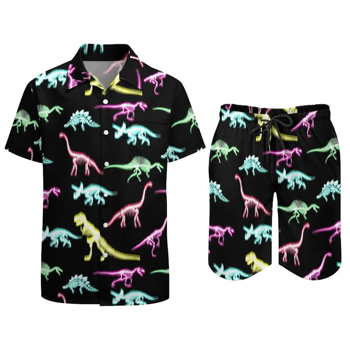 Men's Psychedelic Magic Mushroom 3D Print Shirt & Beach Shorts – Oversized Hawaiian Set
