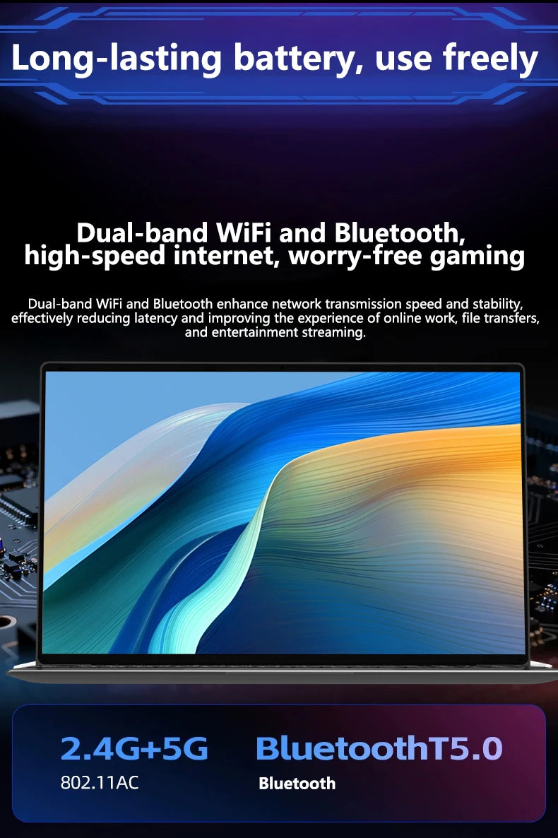 14.1" Intel N3700 Ultra Slim Notebook – 16GB RAM, Up to 2TB SSD, 1080P Display, Windows 11
