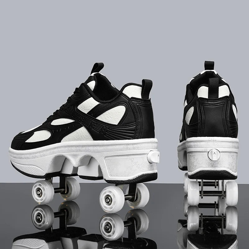 2-in-1 Deform Wheel Roller Skate Shoes – Invisible Removable Pulley, Automatic Walking & Skating Parkour Shoes