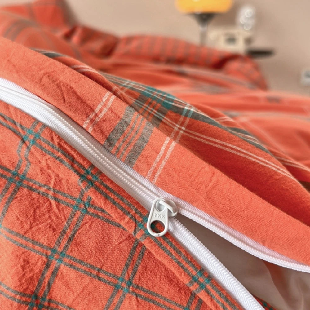 100% Cotton Plaid Duvet Cover – 160x210 to 220x240, Quilt Cover (Pillowcase Sold Separately)